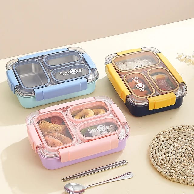 3-Compartment 304 Stainless Steel Leak-Proof Bento Lunch Box - Premium Quality