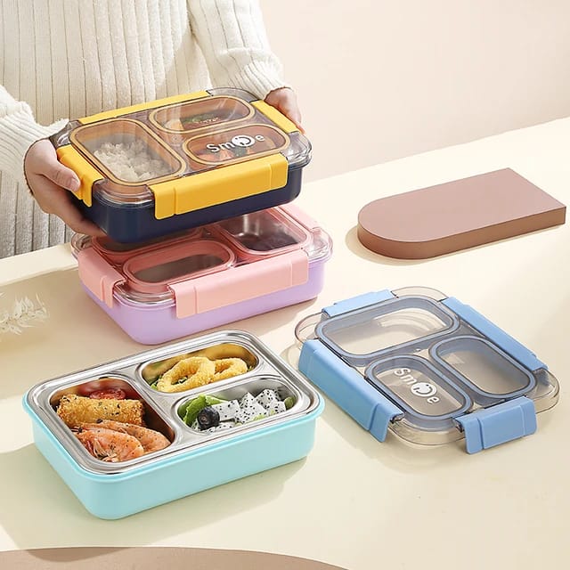 3-Compartment 304 Stainless Steel Leak-Proof Bento Lunch Box - Premium Quality