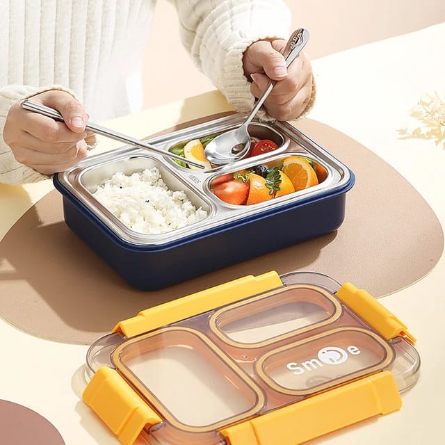 3-Compartment 304 Stainless Steel Leak-Proof Bento Lunch Box - Premium Quality