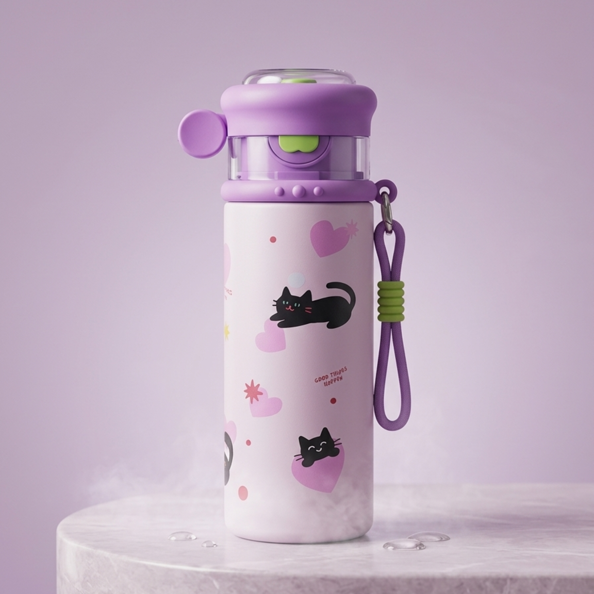 550ml Kids Stainless Steel Insulated Water Bottle | Leak-Proof Vacuum Flask with Straw & Carry Strap1