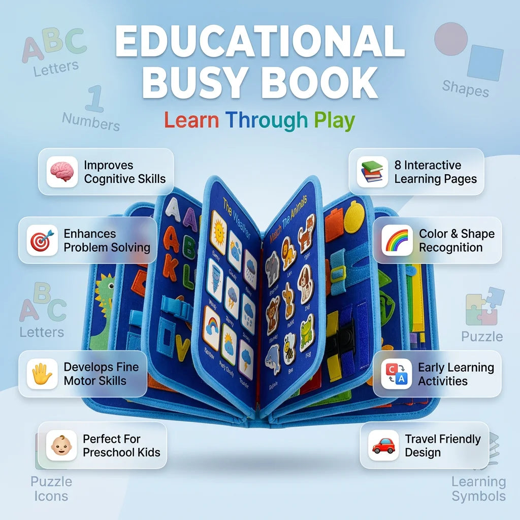 Montessori Busy Book – Interactive Learning Activity Book for Toddlers