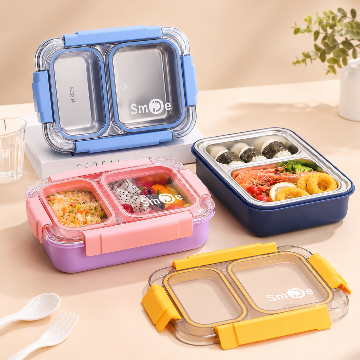 2-Compartment 304 Stainless Steel Leak-Proof Lunch Box