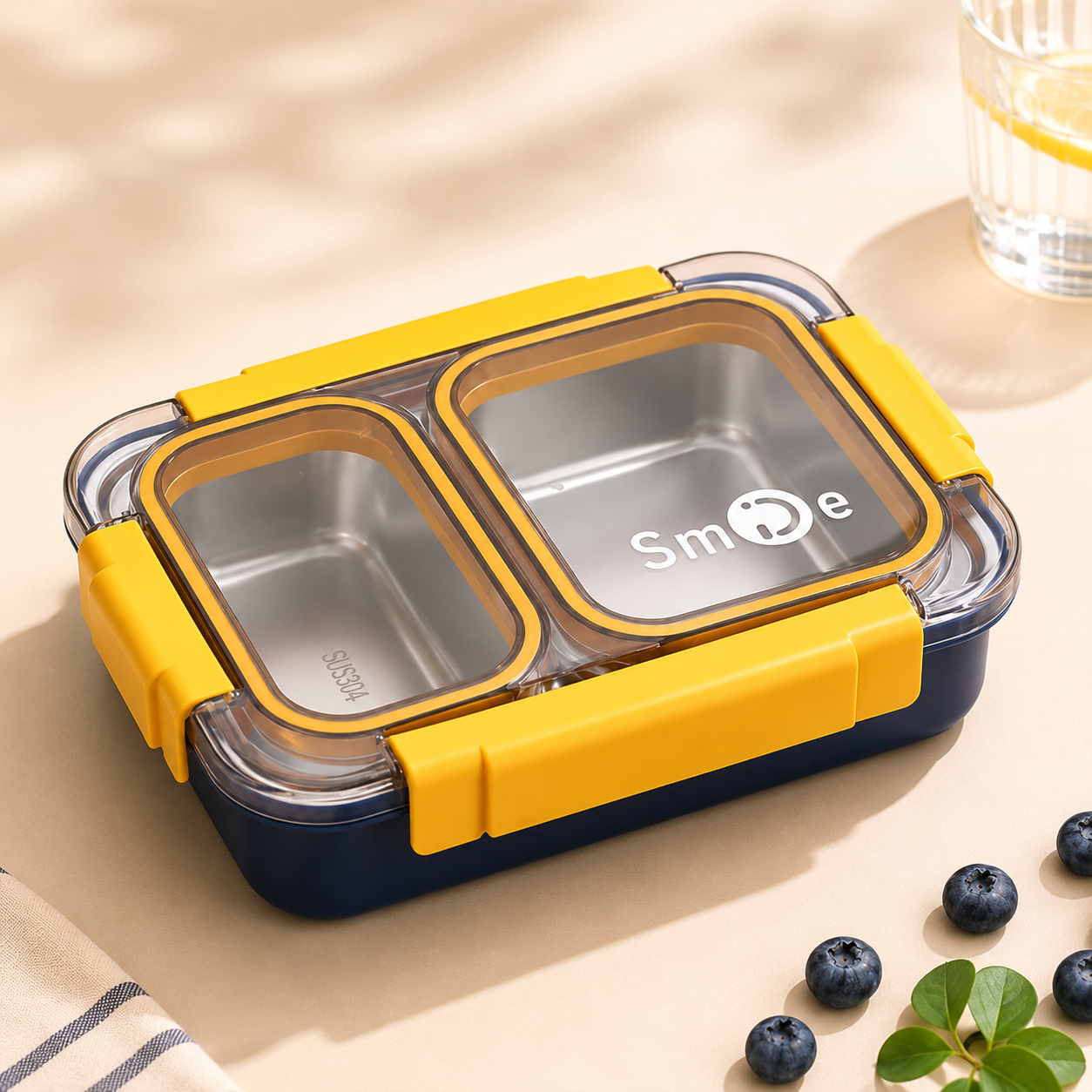 2-Compartment 304 Stainless Steel Leak-Proof Lunch Box