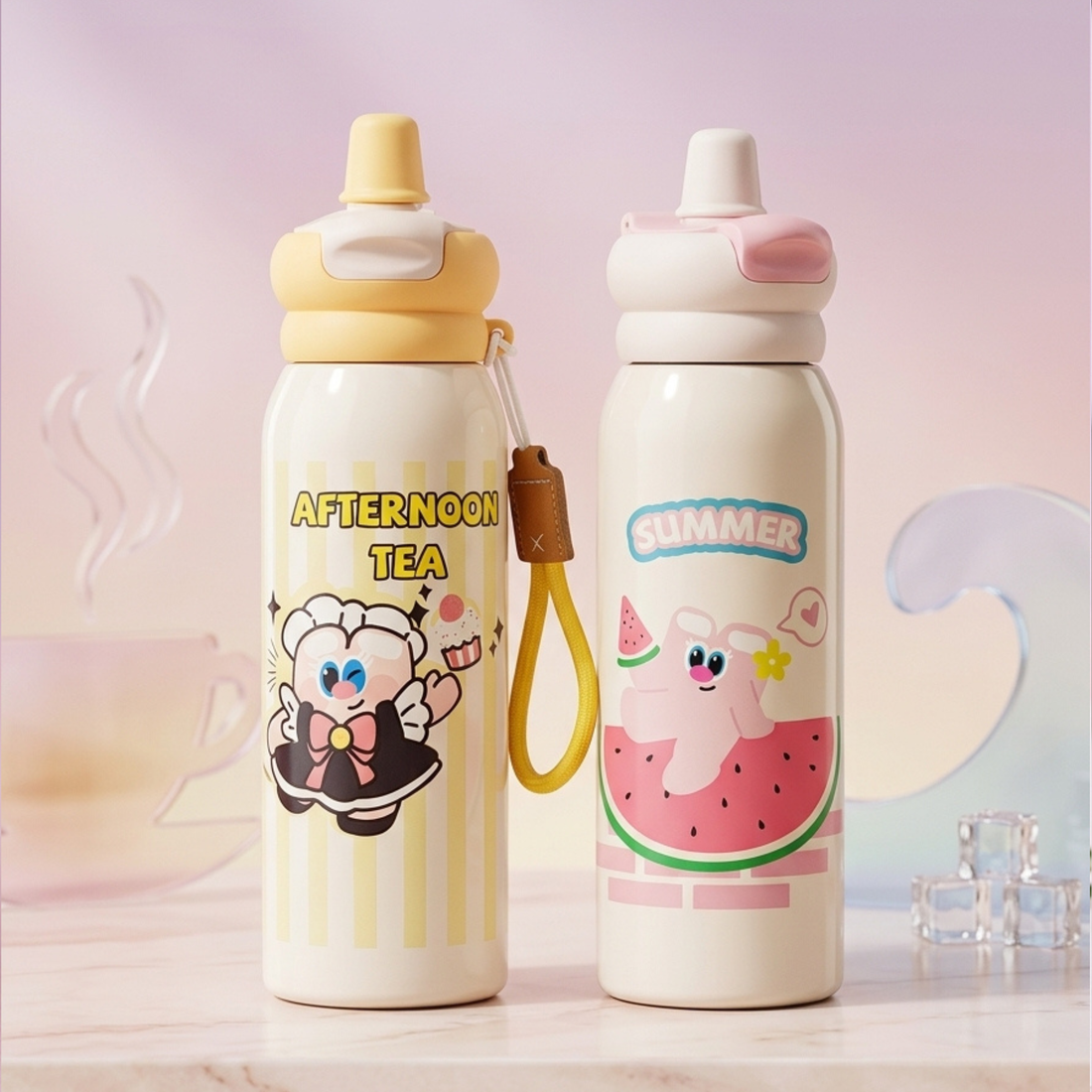 Kids Stainless Steel Straw Water Bottle | Leak-Proof Insulated Thermos Flask with Silicone Straw