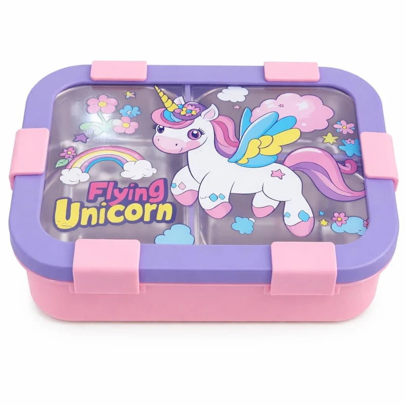 3-Compartment 304 Stainless Steel Lunch Box – Leak-Proof | Unicorn, Astronaut & Space Themes