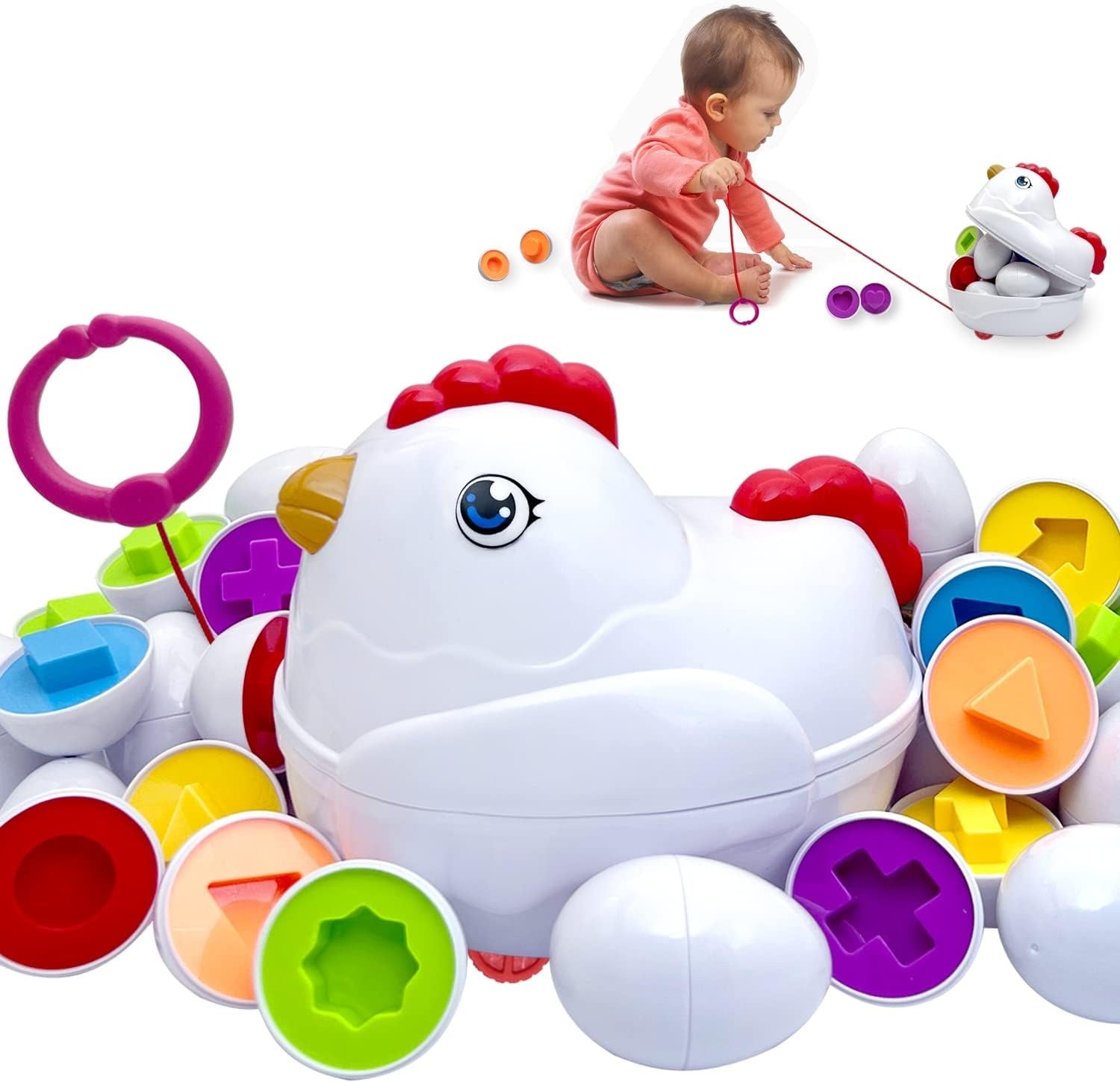 Matching Objects 12 Eggs Hen Early Education Stem Toy